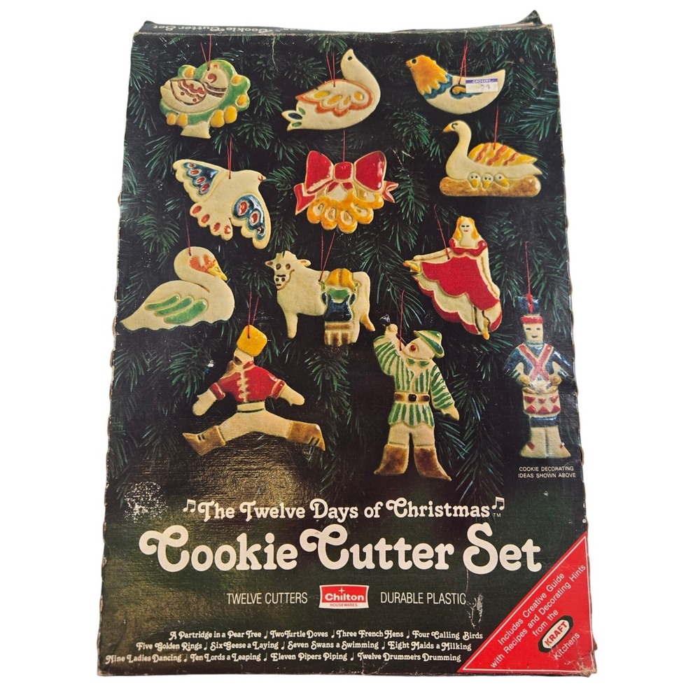 Vintage 12 Days of Christmas Cookie Cutter Set Chilton Kraft 12 Pc Boxed
